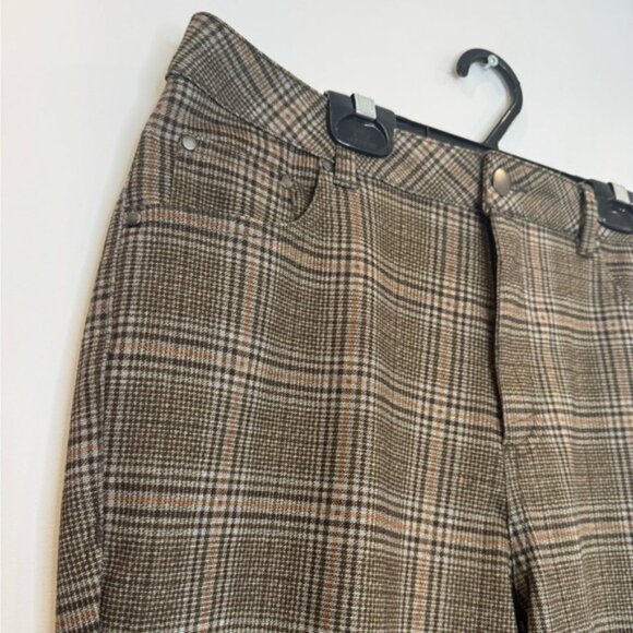 Avec les filles Brown neutral tones Plaid Pants size medium - Picture 2 of 7